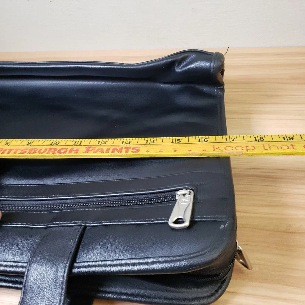 American Tourister Leather Briefcase Black‎ Office Commuter Bag Travel Buisness